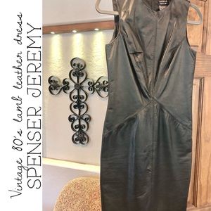 Vintage 80s Spenser Jeremy Lamb Leather Sleeveless Dress